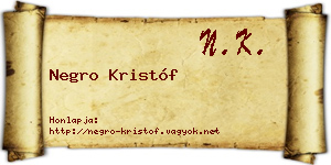 Negro Kristóf névjegykártya